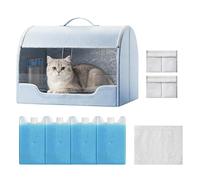 Générique coolingPet House - Medium Size Summer Bed, Waterproof Breathable Cat and Dog Sleeping House | Gray Pearl Cotton Pet coolingCave with Thickened Mat, iceCrystal Packs Included, Indoor Portab