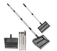 Générique Coop Sand Sifter, Metal Rake Scooper, Long Handle Cleaner, Chicken Coop Tool Farm Cage Waste Removal Backyard Barn Patio Outdoor Use Sturdy Rust Resistant Easy Grip Cleaning