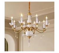 Générique Copper Chandelier Luxury Crystal Candle Chandelier Brass Ceiling Light Classical Hanging Lamps(Cold White)