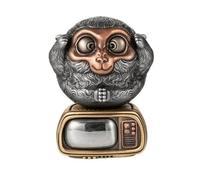 Générique Copper Monkey Shaped Figurine Statue Ornament,Animal Shaped Figurines - Seeing Hearing Speaking Monkeys,Small Craft Collection Office Desk Decor Accessory (Style B)