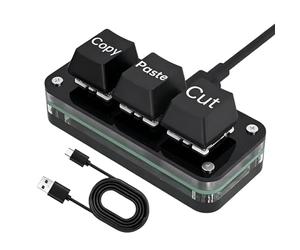 Générique Copy and Paste Keyboard- 3-Key Mechanical Ergonomic Button | Computer Cut Copy Paste Keyboard, Mechanical Keys for Home Office Travel Daily Working Playing Game Design