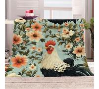 Générique Coq Et Feuilles Vertes-20 Plaid Couverture Polaire Flanelle en Microfibre,Jeté de Canapé 270x230 Harmonie Naturelle,Plaid Chaud et Doux en Peluche