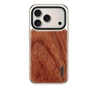 Générique Coque À Texture De Bois Magnétique for IPhone 17 Pro/17 Pro Max, Protection des Bords Et des Lentilles Galvanisées, Housse De Béquille Antichoc(Brass,17 Pro Max)