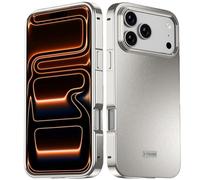 Générique Coque Bumper Aluminium pour iPhone 17/17 Pro/Max, Cadre Métal Ultra-Fin avec Dos Mat Givré, Protection Anti-Traces & Anti-Choc Style Business(White,IPhone 17 Pro Max)