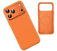 Générique Coque Cuir Magnétique iPhone 17/17 Pro Max /17 Pro [Compatible avec MagSafe] Housse Fine Business, Cuir Végan Premium avec Protection Lentille Métal & Grip Antidérapant(Orange,17)