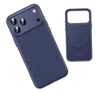 Générique Coque Cuir Magnétique iPhone 17/17 Pro Max /17 Pro [Compatible avec MagSafe] Housse Fine Business, Cuir Végan Premium avec Protection Lentille Métal & Grip Antidérapant(Blue,17 ProMax)