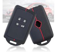 Générique Coque de e Voiture Compatible avec Renault Smart Key Clio Megane Koleos Kadjar Kangoo Twingo Talisman Captur Espace Dacia Duster - en Silicone - 4 Boutons (Ligne Rouge)