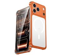 Générique Coque Magnétique for IPhone 17/17Pro/17Pro Max, Coque Translucide Givrée, Protection De Caméra Antichoc, Coque Fine sans Bordure(Orange,17 Pro)