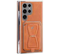 Générique Coque Portefeuille en Cuir Compatible avec MagSafe pour Samsung Galaxy S26 Ultra / S26 Plus / S26, Protection RFID, Support Intégré, Coque Anti-Choc (S25/S24 Compatible)(Orange,S25 Ultra)