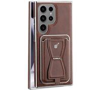 Générique Coque Portefeuille en Cuir Compatible avec MagSafe pour Samsung Galaxy S26 Ultra / S26 Plus / S26, Protection RFID, Support Intégré, Coque Anti-Choc (S25/S24 Compatible)(Brown,S25)