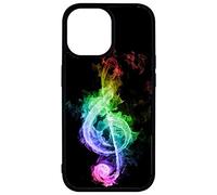 générique Coque pour iPhone 14 Pro Max clé de Sol enflammée - solfège Musique - Coque Noire TPU Souple