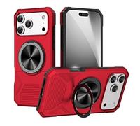 Générique Coque pour IPhone 17 Pro Max/17 Pro/17 Air/17, Magnétique Coque Anneau Charge sans Fil Support Rotatif Béquille Etui(Rouge,17)
