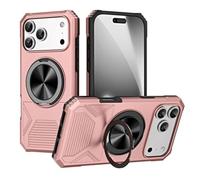 Générique Coque pour IPhone 17 Pro Max/17 Pro/17 Air/17, Magnétique Coque Anneau Charge sans Fil Support Rotatif Béquille Etui(Pink,17 Pro Max)