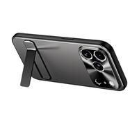 Générique Coque pour IPhone 17 Pro Max/17 Pro/Air/17, PC Givrée Élégante Étui Protection D'objectif Métal Housse Anti-Traces De Doigts Béquille Boîtier(Le Noir,17 Pro Max)