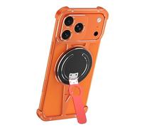 Générique Coque pour IPhone 17 Pro Max/17 Pro, Support Magnétique Détachable Étui Creuse Dissipation Thermique Housse Chargement sans Fil Métal Boîtier(Orange,17 Pro Max)