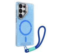Générique Coque pour Samsung Galaxy S26 Ultra/S26 Plus/S26, Transparent Coque avec Charge sans Fil Dragonne Anti-Jaune Etui(Bleu,S26 Ultra)