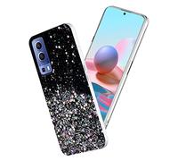 Générique Coque pour Vivo Y72 5G Transparente Paillettes, Bling Glitter pour Vivo Y72 5G Étui Silicone Souple Rose Housse Doux Case Mince (Noir)
