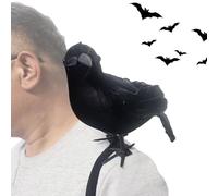 Générique Corbeau Noir Plumé - Oiseaux Artificiels | Bande Élastique pour Se Tenir sur Épaule | Figurine Animal Gothique avec Accessoires pour Décoration Maison Salon SDB Fêtes
