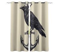 Générique Corbeau Rideau Occultant Salon 75x166cm, Corbeau à Ancre Noire Rideau Occultant Thermiques Rideaux À Oeillets, Anti Bruit, pour Salon Et Chambre, Exterieur Terrasse Lot De 2