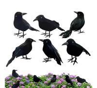 Générique Corbeaux et Corbeaux d’Halloween,6 Corbeaux Noirs vifs avec Fils Pliables - Fournitures de fête pour Arbre, Table Basse, Murs, arbustes, cheminée, Rebord de fenêtre.