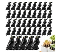 Générique Corbeaux Halloween - 50 Pièces Corbeau Plumes Noir | Choucas Plumé Debout | Artisanat Résine DIY, Petite Statue Corneille | Figurine Gothique Vintage, Idéale pour Décoration Table