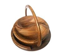 Générique Corbeille à fruits en bois, paniers pliables pour noix et pain - Corbeille à fruits pliable en bois à 4 cloisons circulaire,Paniers à pain pliables pour bonbons, et noix