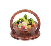 Générique Corbeille à fruits en bois, paniers pliables pour noix et pain,Corbeille à fruits polyvalente en bois à 4 cloisons pour comptoir de cuisine | Assiette de sculptée en faite à la main pour t