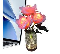 Générique Cordless Rose Lamp - Flower Led Night Light | Glass Lantern with Color Changing Design, 26x15x15cm Size, 400mah Battery, Decorative Table Lamp for Bedroom, Living Room, Nursery