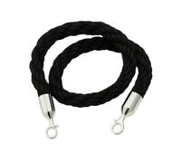 Générique Cordon d’Accueil Noir - 1,5 m - Chanvre Synthétique Tressé - Embouts Chromés avec Crochets - Compatible Poteaux de Guidage