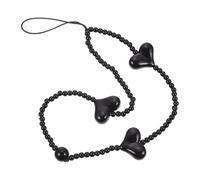 Générique Cordon de Téléphone Anti-Perte en Acrylique Noir Lanière Courte de Cœur Chaîne Téléphonique Décorative Légère pour Téléphone Portable Portefeuille et Porte-Clés Accessoire