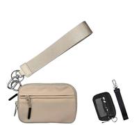 Générique Corelration The Wallet 2nd, Zippered Card Case with Id Window/Hand Strap, Wristlet Nylon Wallets for Women, Waterproof Nylon Material (Beige)