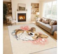 Générique Corgi Tapis de Sol, Chien Aquarelle Mignon Petit Tapis Poil Court - 50x80cm, Tapis Salon Cuisine Bureau Chambre Lavables Antidérapant Doux X-N1