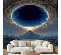 Générique Corps Céleste Flamme Bleu Papier Peint Montagne Rivière Européen Architecture Papier Adhesif Surréaliste Mandala Autocollant Mural 150x105 cm Poster Mural pour Chambre Salon
