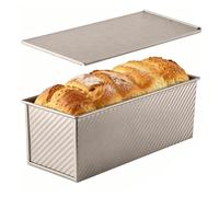 Générique Corrugated Carbon Steel, Bread Pan with Lid, 1.0lb Loaf Volume with Vent Hole, Non-Stick Bakeware, Sandwich Toast Box Smooth Rim, Loaf Baking Pan for Home Kitchen