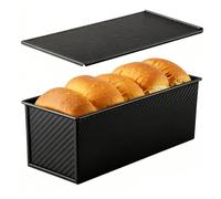 Générique Corrugated Carbon Steel, Bread Pan with Lid, 1.0lb Loaf Volume with Vent Hole, Non-Stick Bakeware, Sandwich Toast Box Smooth Rim, Loaf Baking Pan for Home Kitchen