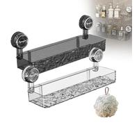 Générique Corrugated Suction Cup Storage Holder, Light Luxury Style Glacier Pattern Suction Cup Shelf, No Drilling Bathroom Wall Shelf, Wall-Mounted Clear Storage Rack (White+Black)
