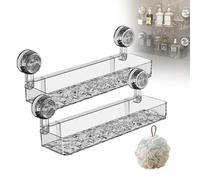 Générique Corrugated Suction Cup Storage Holder, Light Luxury Style Glacier Pattern Suction Cup Shelf, No Drilling Bathroom Wall Shelf, Wall-Mounted Clear Storage Rack (2PCS White)