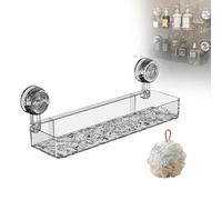 Générique Corrugated Suction Cup Storage Holder, Light Luxury Style Glacier Pattern Suction Cup Shelf, No Drilling Bathroom Wall Shelf, Wall-Mounted Clear Storage Rack (White)