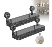 Générique Corrugated Suction Cup Storage Holder, Light Luxury Style Glacier Pattern Suction Cup Shelf, No Drilling Bathroom Wall Shelf, Wall-Mounted Clear Storage Rack (2PCS Balck)