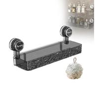 Générique Corrugated Suction Cup Storage Holder, Light Luxury Style Glacier Pattern Suction Cup Shelf, No Drilling Bathroom Wall Shelf, Wall-Mounted Clear Storage Rack (Black)