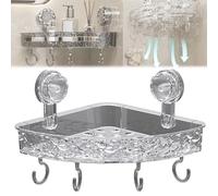 Générique Corrugated Suction Cup Storage Holder, No-Drill Wall Mounted Storage Holder, Corner Shower Caddy Suction Cup, Movable Bathroom Organizer, Kitchen Storage Rack (Triangle*Transparent Gray)