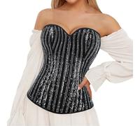 Générique Corset Baleine À Lacets Ceinture Élastique Bustier Femme Robe Vintage Medieval Renaissance Corsets Ventre Plat Sexy Gaine Bustiers Et Noir pour Femmes Mariage Grande Taille D-Le Noir M