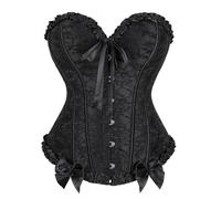 Générique Corset Bustier à Lacets pour Femme Corset Bustier Gothique Dentelle Satin Floral Corsets Top Medieval Victorien Corsets Vintag Lingerie Halloween Carnival Costume Grande Taille (Black, M)