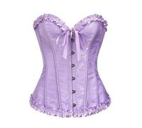 Générique Corset en satin pour femme - Corset à lacets sous la poitrine - Brocart à baleines - Entraînement de la taille d'Halloween