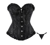 Générique Corset Femme Bustier Gaine Amincissante Steampunk Bustiers Et Corsets Femme Waist Trainer Shapewear Noir Vintage Minceur Sculptante Ceinture Bustier Carnaval Corsage Noir L