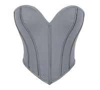 Générique Corset Femme Bustier Gaine Ventre Plat Gothique Bustiers Et Corsets Femme Ceinture Bustier Corsage Noir Vintage Minceur Sculptante Waist Trainer Carnaval Underbust Top Gris M