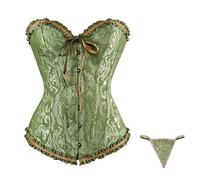 Générique Corset Femme Bustier Gaine Ventre Plat Steampunk Bustiers Et Corsets Femme Ceinture Bustier Underbust Top Noir Classique Vintage Waist Trainer Carnaval Corsage Vert L