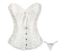 Générique Corset Femme Bustier - Noir Bustiers Et Corsets Femme Ceinture Bustier Corsage Gothique Gaine Amincissante Vintage Minceur Sculptante Carnaval Waist Trainer Shapewear Blanc 6XL