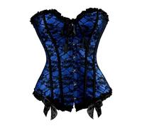 Générique Corset Femme Bustier Ventre Plat Medieval Body Gainant Robe Sexy Top Lacets Gothique Dentelle Floral Vintage Noir pour Gaine Harnais Femmes Renaissance Corsets Bleu 5XL