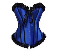 Générique Corset Femme Bustier Women À Lacets Ceinture Élastique Body Gainant Dos Mariage Sexy Grande Taille Bustiers Et Corsets Robe Ventre Plat Medievale Harnais Pirate Bleu L